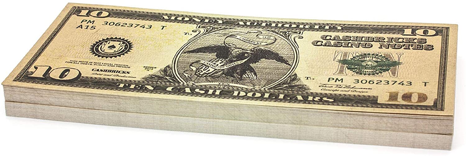 cashbricks 100 x 10 dollar play money banknotes