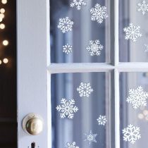 SHATCHI SHATCHI-727 80 Christmas Snowflake Xmas Window Decor Glitter Stickers, White/Blue