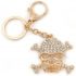 Avalaya Clear Crystal Skull & Crossbones Keyring/Bag Charm in Gold Tone - 12cm L