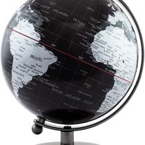 BRUBAKER Black Silver World Globe Chrome Design Stainless Steel 7.5 inches tall