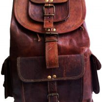 16" Brown Leather Backpack Vintage Rucksack Laptop Bag Water Resistant Casual Daypack College Bookbag Comfortable Lightweight Travel Hiking/Picnic for Men