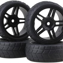 BQLZR Durable Rubber Hub Wheel Rim& Plastic Tires 1:10 On-road Racing Car RC Pack Of 4 Black