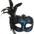 Blue Side Feather Masquerade Masked Ball Venetian Eye Mask