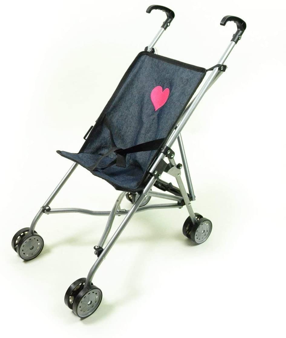 The New York Doll Collection Hearts Buggy for Kids Denim Super Cute