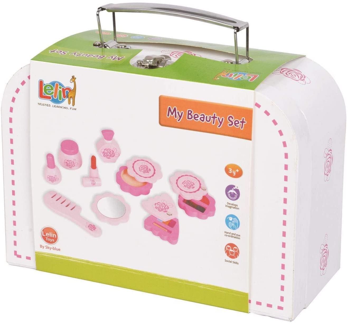 LELIN Wooden Beauty Case Childrens Girls Pretend Play Make Up Mirror Toy TopToy