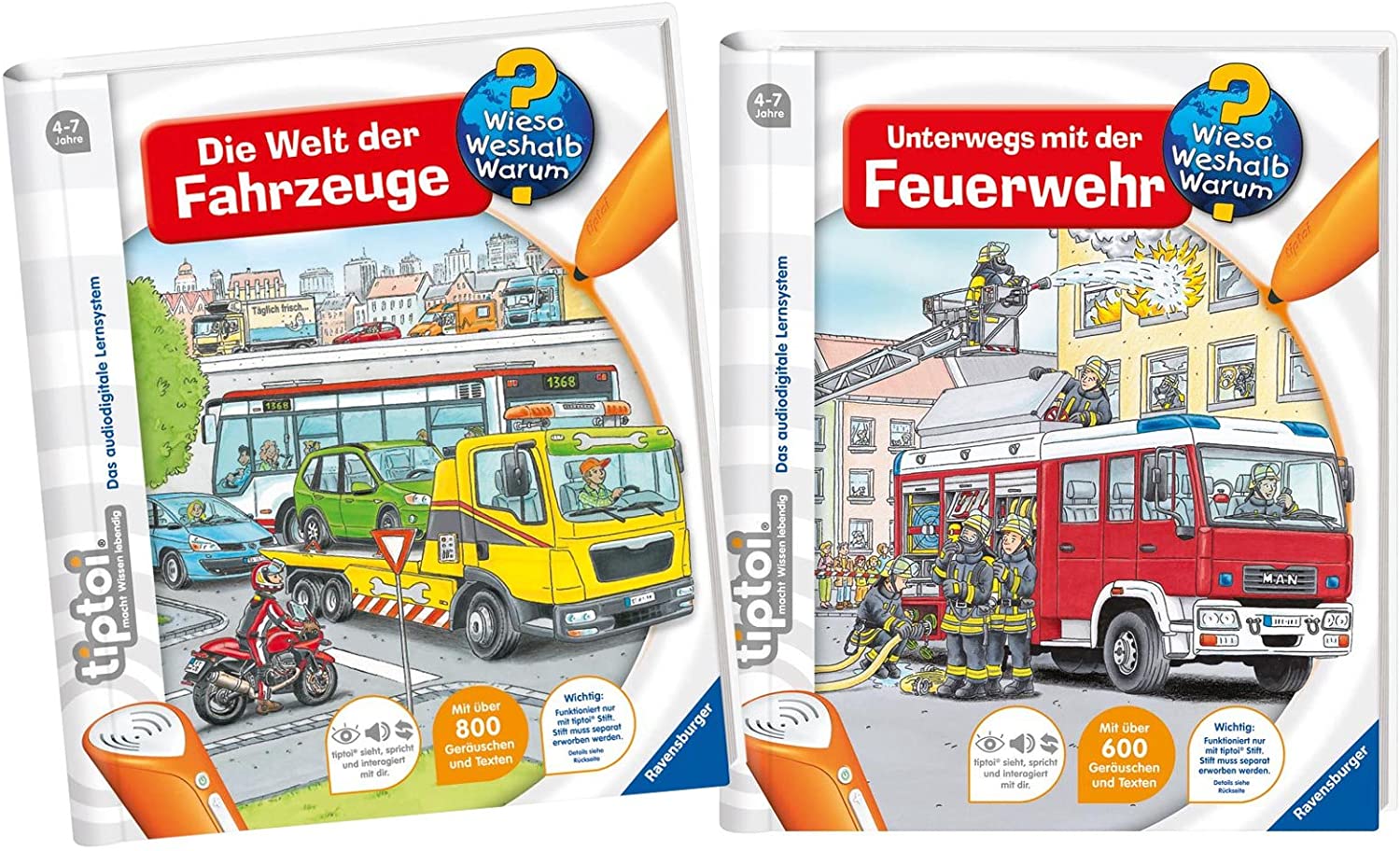 Tiptoi The world of vehicles + On the go with the fire brigade books 