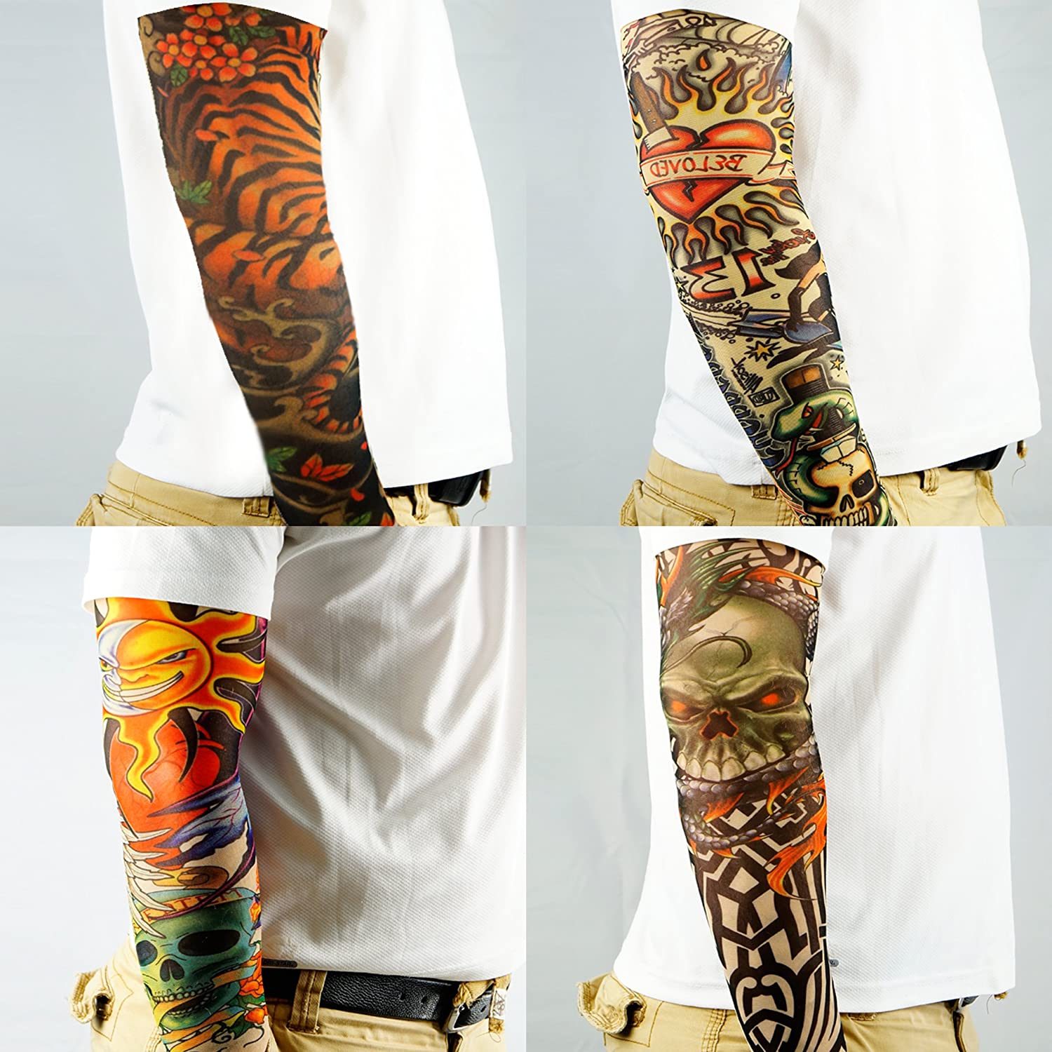 10pc Fake Temporary Tattoo Sleeves Body Art Arm Stockings Accessories by Kare&Kind - Designs Tribal, Dragon, Skull, and Etc. - Image 2