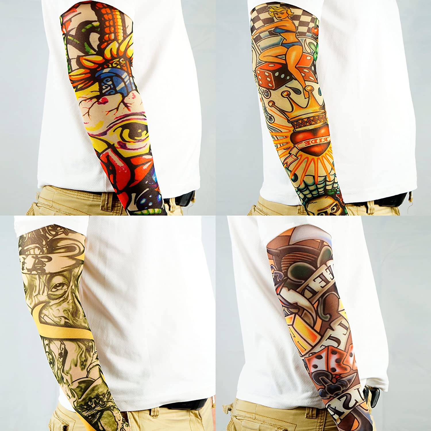 10pc Fake Temporary Tattoo Sleeves Body Art Arm Stockings Accessories by Kare&Kind - Designs Tribal, Dragon, Skull, and Etc. - Image 3