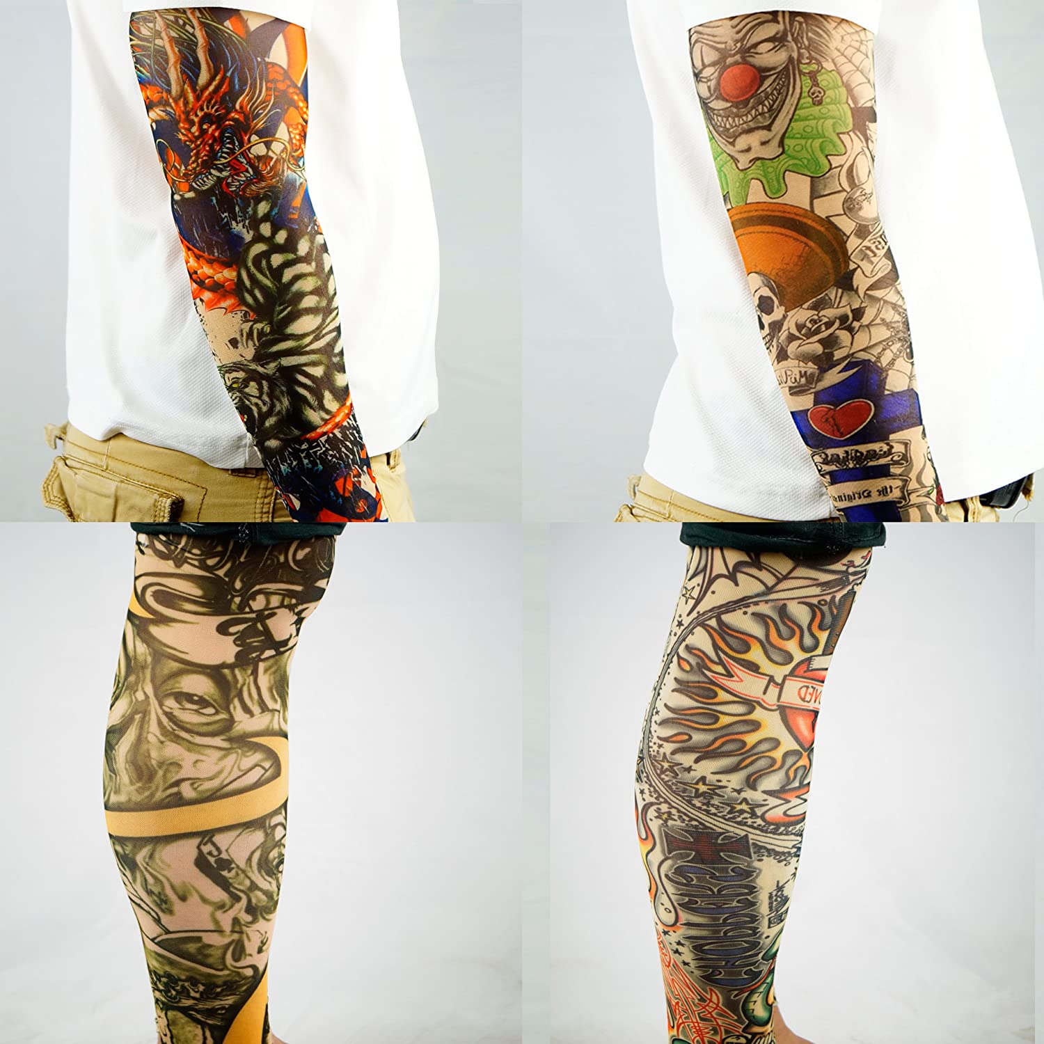 10pc Fake Temporary Tattoo Sleeves Body Art Arm Stockings Accessories by Kare&Kind - Designs Tribal, Dragon, Skull, and Etc. - Image 4