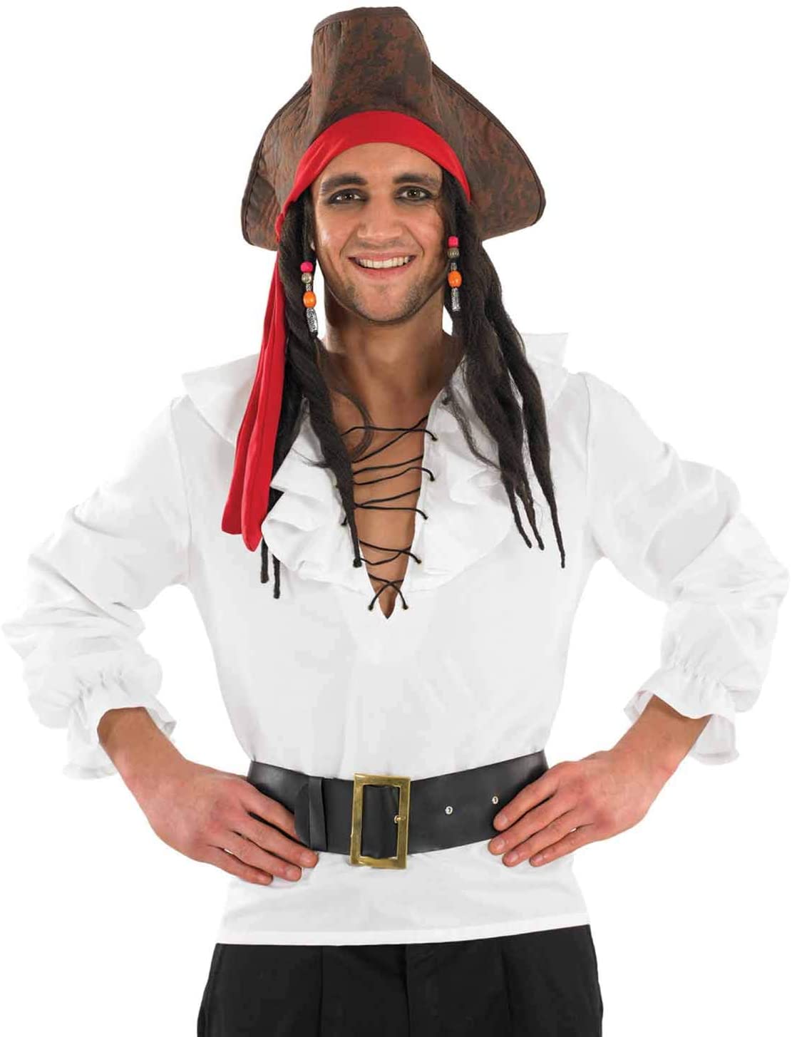 Fun Shack Adults Pirate Shirt White Costume Accessory Mens Womens Caribbean Outfit Toptoy 5653