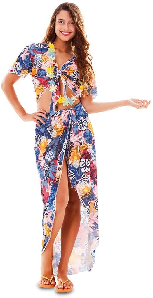 Fyasa 701846-T04 Hawaian Girl Fancy Dress Costume for 12 Years Above, Multi-Color, Large
