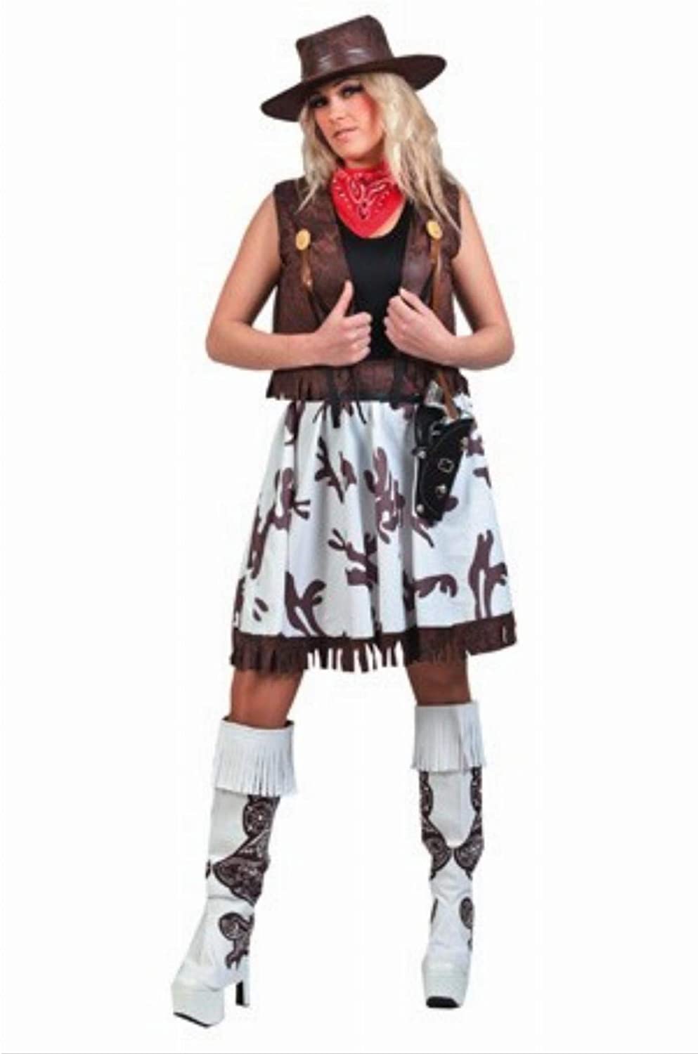 Fyasa 701983-T04 Cowgirl Fancy Dress Costume for 12 Years Above, Multi-Color, Large