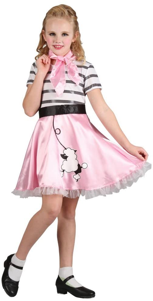 (M) Girls Bopper Girl Costume for 50s Rock n Roll Fancy Dress Childrens ...