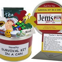 Teacher Survival Kit In A Can. Humorous Novelty Fun Gift - Thank You/Thankyou/Birthday/Christmas/End of Year/Term/School/Teaching Assistant Present & Card All In One. Customise Your Can Colour. (Red/Yellow)