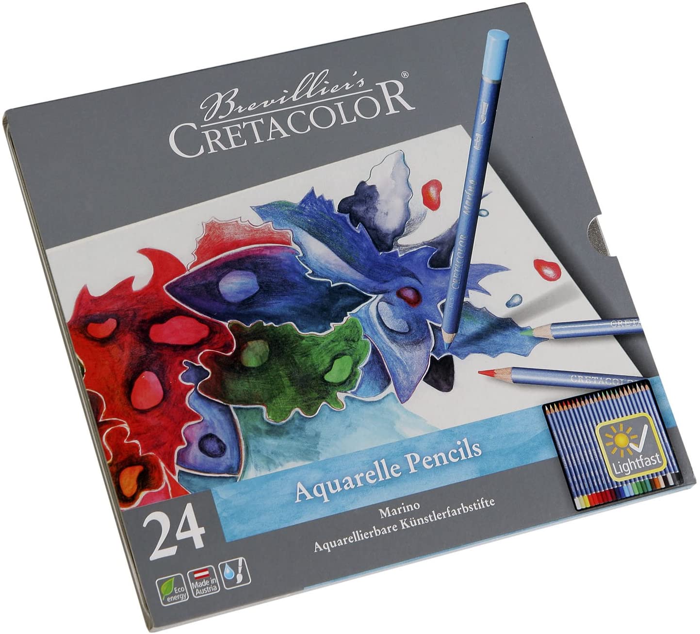 CRETACOLOR Marino Watercolour Artist's Pencils, Ultra Lightfast, 24 Colours