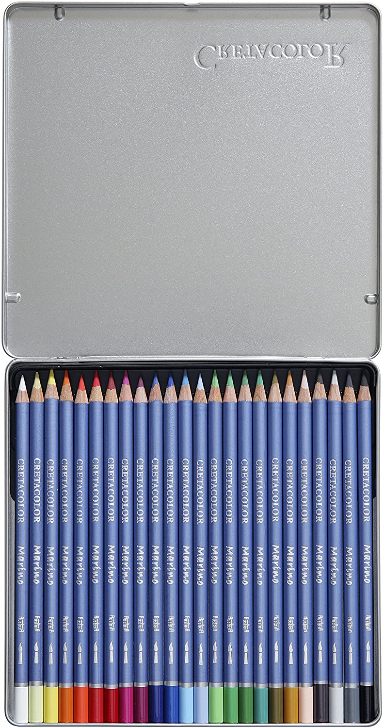 CRETACOLOR Marino Watercolour Artist's Pencils, Ultra Lightfast, 24 Colours - Image 2