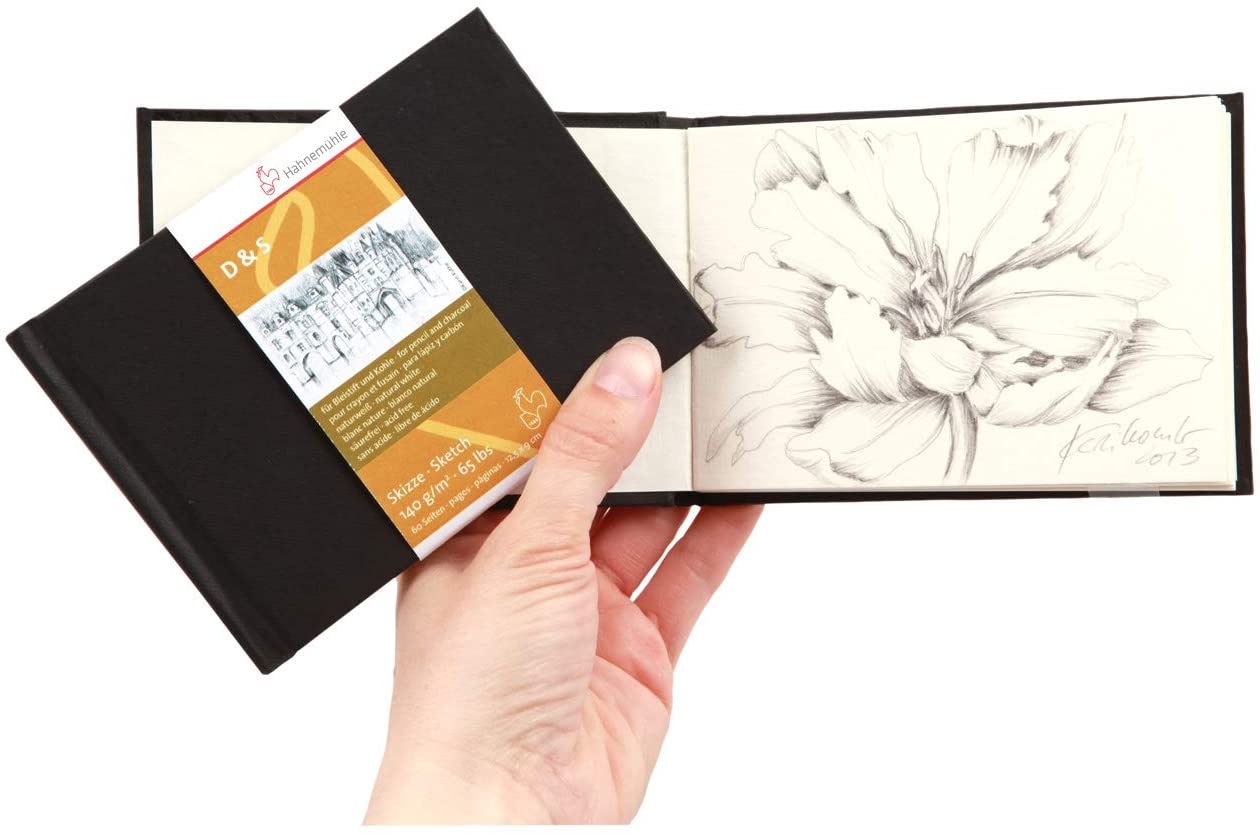 Hahnemuhle Sketch Book D&S, 140gsm Book, Black with stitched binding, 25x25cm