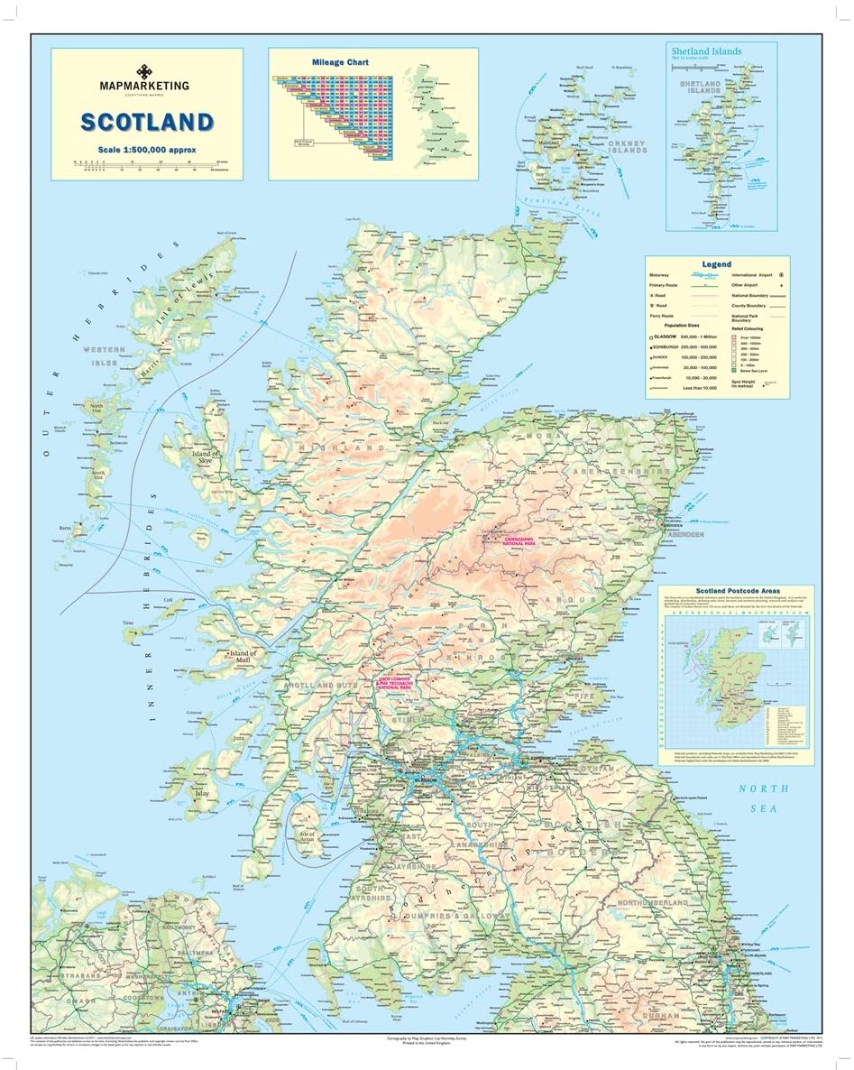 Road Map Of Scotland With Towns Scotland Road Map – Wall Map Of Scotland – Toptoy