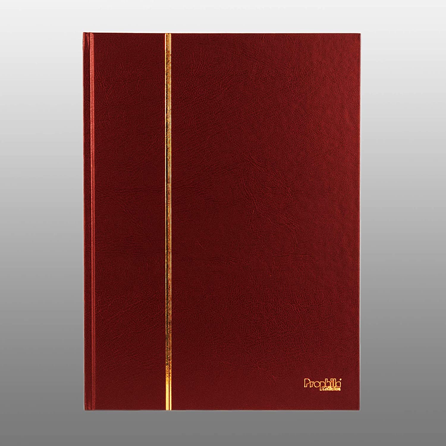 Prophila Album Per Francobolli Di Lusso - Copertina Imbottita Rossa, 64 Pagine Bianche Con Strisce Di Pergamena, Formato 23x30,5 Cm