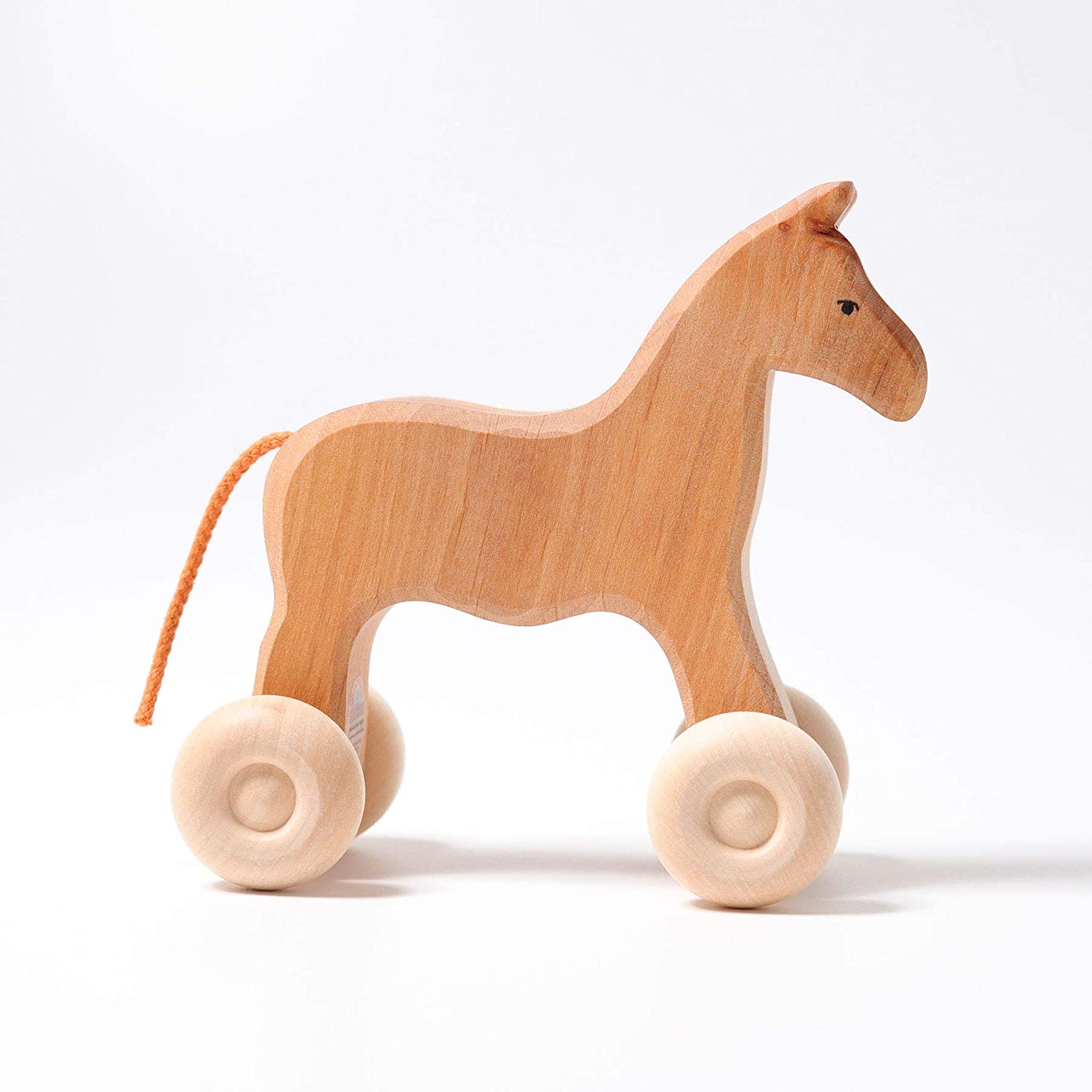 Grimm's Natural Horse Wooden Pony ‘Filou’ Push Toy Baby Vehicle Handmade Germany 