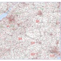Avon and Wiltshire Postcode Sector Map 6 - Laminated Wall Map