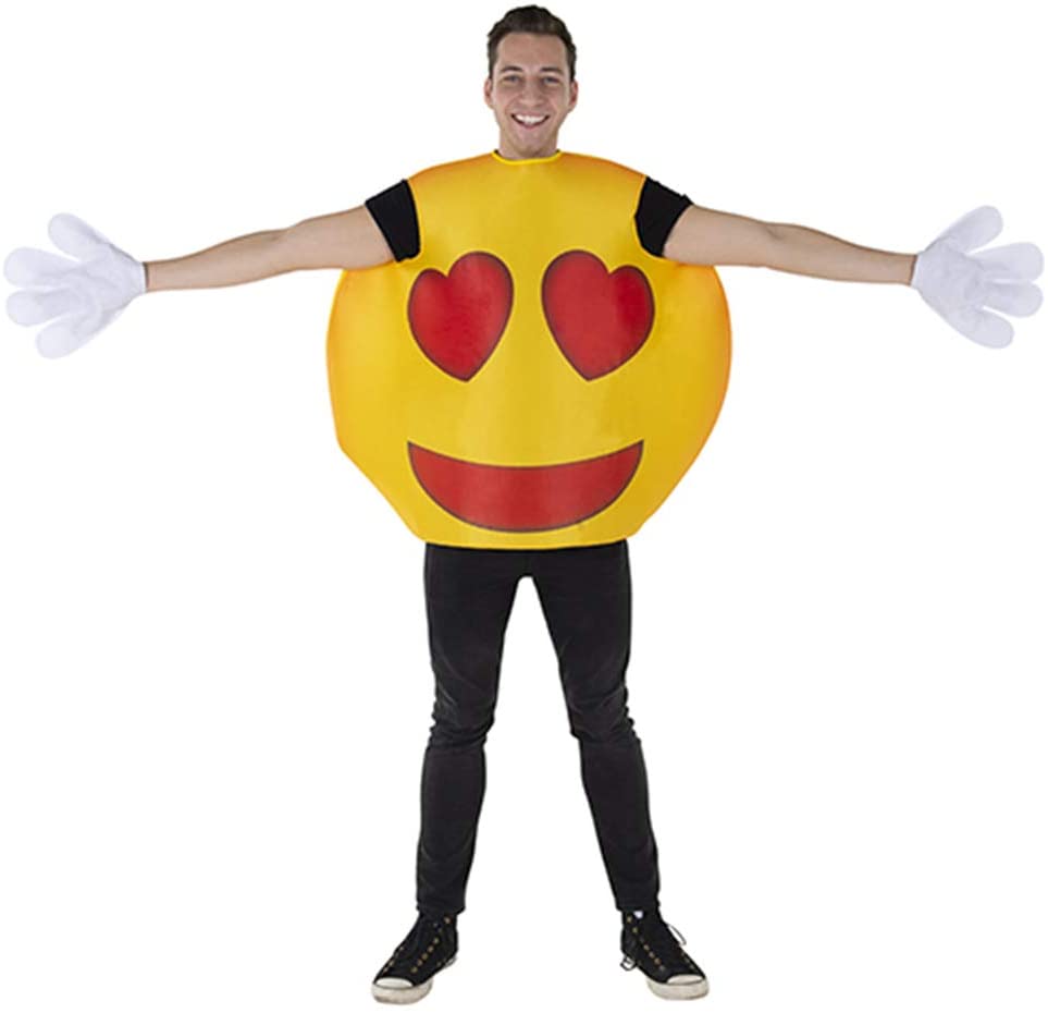 Dress Up America Smiley Heart Emoji Costume (Adults), Multicolored ...